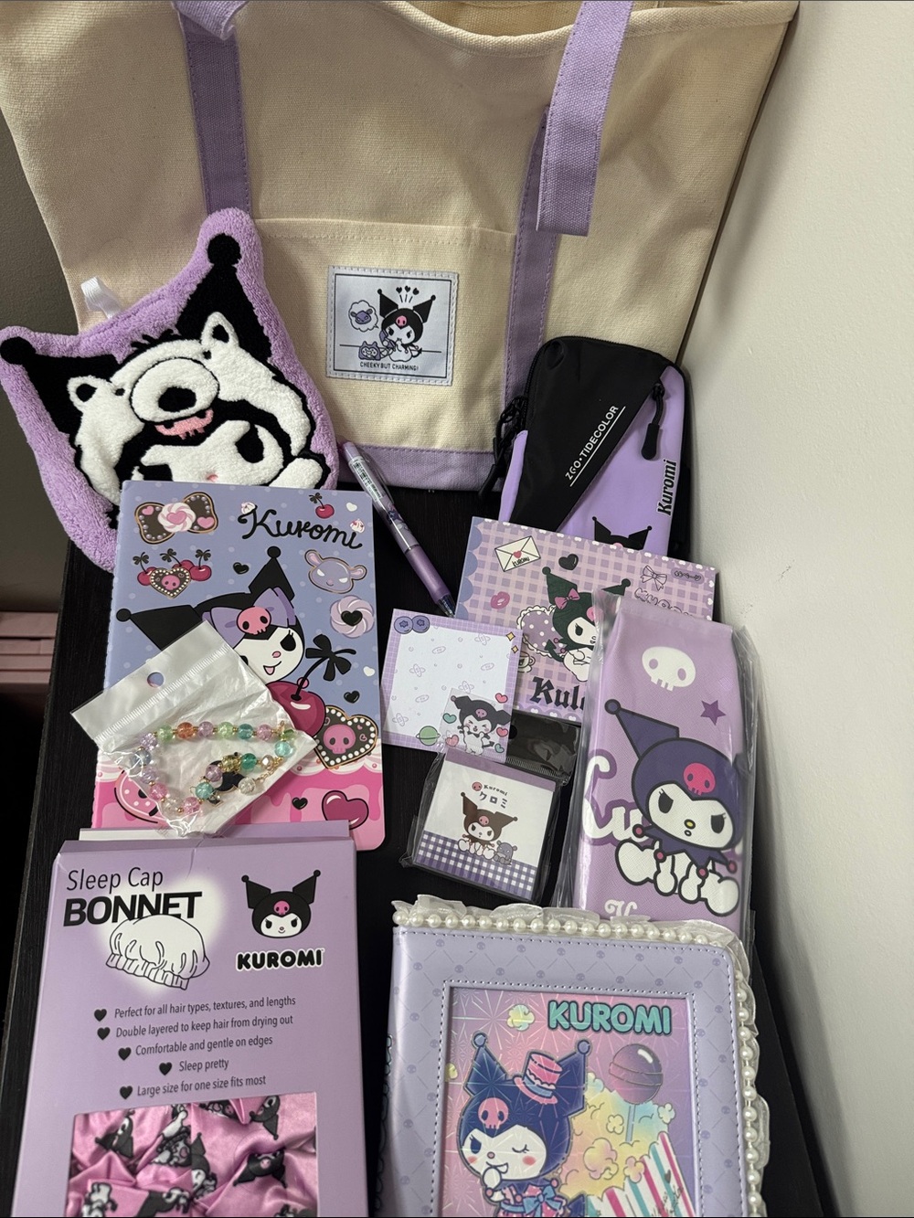Sanrio Kuromi Tote Bag and Lavender Kuromi Accessories Set